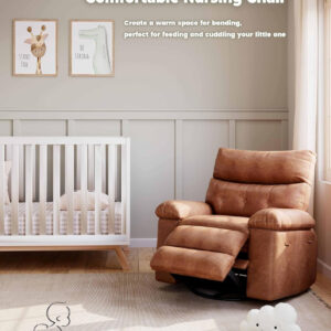 GarveeHome Oversized Recliner Chair - Faux PU Leather Manual Recliner for Adults, Lazy Chair with 1.5X Sponge Comfort Arm and Back for Living Room, Bedroom