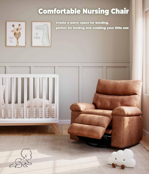 GarveeHome Oversized Recliner Chair - Faux PU Leather Manual Recliner for Adults, Lazy Chair with 1.5X Sponge Comfort Arm and Back for Living Room, Bedroom