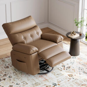 GarveeHome Oversized Recliner Chair - Faux PU Leather Manual Recliner for Adults, Lazy Chair with 1.5X Sponge Comfort Arm and Back for Living Room, Bedroom