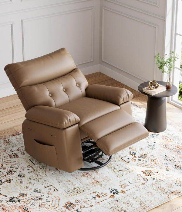 GarveeHome Oversized Recliner Chair - Faux PU Leather Manual Recliner for Adults, Lazy Chair with 1.5X Sponge Comfort Arm and Back for Living Room, Bedroom