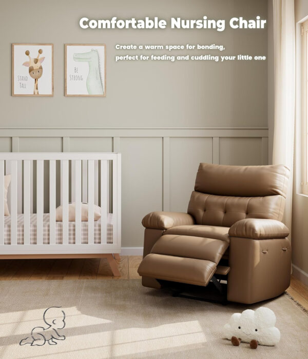 GarveeHome Oversized Recliner Chair - Faux PU Leather Manual Recliner for Adults, Lazy Chair with 1.5X Sponge Comfort Arm and Back for Living Room, Bedroom