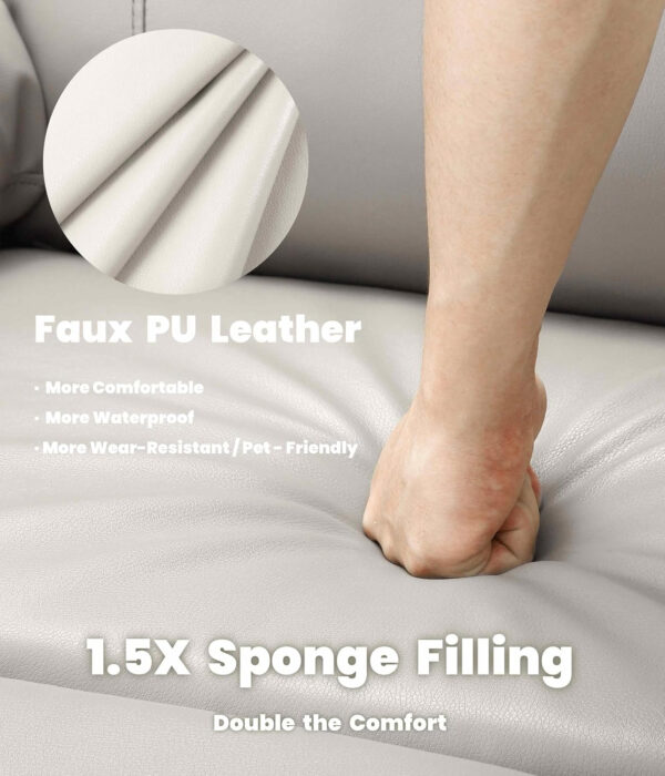 GarveeHome Oversized Recliner Chair - Faux PU Leather Manual Recliner for Adults, Lazy Chair with 1.5X Sponge Comfort Arm and Back for Living Room, Bedroom