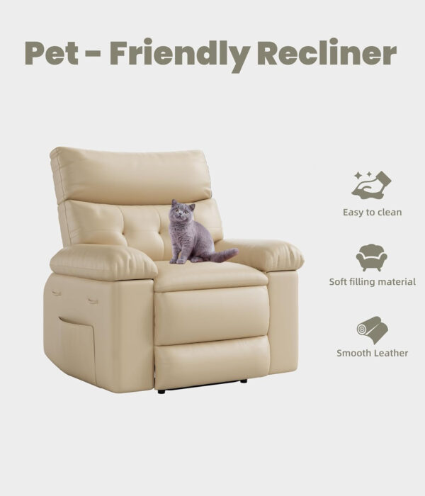 GarveeHome Oversized Recliner Chair - Faux PU Leather Manual Recliner for Adults, Lazy Chair with 1.5X Sponge Comfort Arm and Back for Living Room, Bedroom