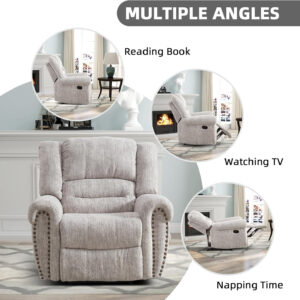 CANMOV Leather Recliner Chair, Classic and Traditional Manual Recliner Chair with Comfortable Arms and Back Single Sofa for Living Room, Nut Brown