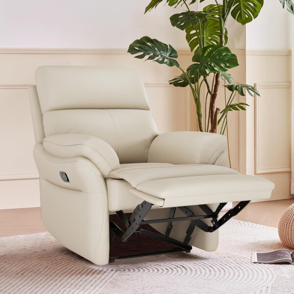Genuine Leather Recliner Chair, Top Grain Leather, Italian Water-Washing Process, Recliner Chairs for Adults, for Living Room, Theater Seating, Bedroom. R1, Beige
