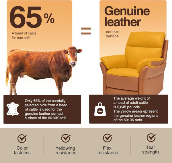 Genuine Leather Recliner Chair, Top Grain Leather, Italian Water-Washing Process, Recliner Chairs for Adults, for Living Room, Theater Seating, Bedroom. R1, Beige