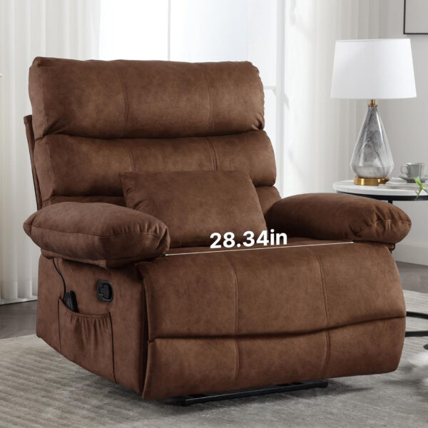 Oversized Recliner Chair Extra Wide Large Recliner for Adults 350lbs with Lumbar Support Pillow Nursery Chair Living Room (Manual, BROWN-6002)