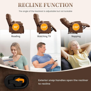 Oversized Recliner Chair Extra Wide Large Recliner for Adults 350lbs with Lumbar Support Pillow Nursery Chair Living Room (Manual, BROWN-6002)