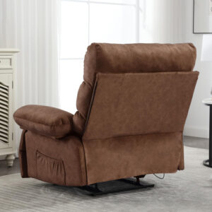 Oversized Recliner Chair Extra Wide Large Recliner for Adults 350lbs with Lumbar Support Pillow Nursery Chair Living Room (Manual, BROWN-6002)