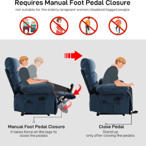 Oversized Recliner Chair Extra Wide Large Recliner for Adults 350lbs with Lumbar Support Pillow Nursery Chair Living Room (Manual, BROWN-6002)