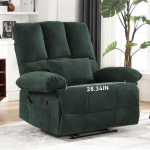 Oversized Recliner Chair Extra Wide Large Recliner for Adults 350lbs with Lumbar Support Pillow Nursery Chair Living Room (Manual, BROWN-6002)
