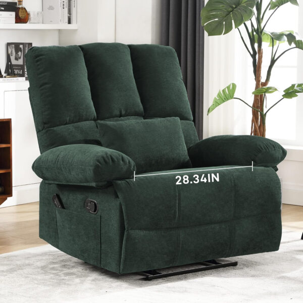 Oversized Recliner Chair Extra Wide Large Recliner for Adults 350lbs with Lumbar Support Pillow Nursery Chair Living Room (Manual, BROWN-6002)