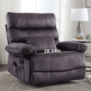 Oversized Recliner Chair Extra Wide Large Recliner for Adults 350lbs with Lumbar Support Pillow Nursery Chair Living Room (Manual, BROWN-6002)