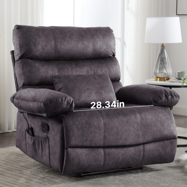 Oversized Recliner Chair Extra Wide Large Recliner for Adults 350lbs with Lumbar Support Pillow Nursery Chair Living Room (Manual, BROWN-6002)