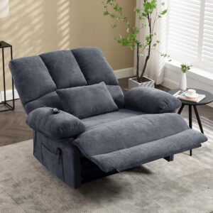 Oversized Recliner Chair Extra Wide Large Recliner for Adults 350lbs with Lumbar Support Pillow Nursery Chair Living Room (Manual, BROWN-6002)