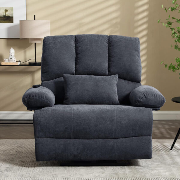 Oversized Recliner Chair Extra Wide Large Recliner for Adults 350lbs with Lumbar Support Pillow Nursery Chair Living Room (Manual, BROWN-6002)