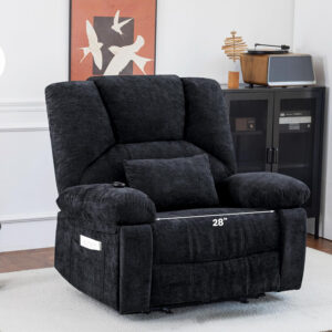 Oversized Recliner Chair Extra Wide Large Recliner for Adults 350lbs with Lumbar Support Pillow Nursery Chair Living Room (Manual, BROWN-6002)