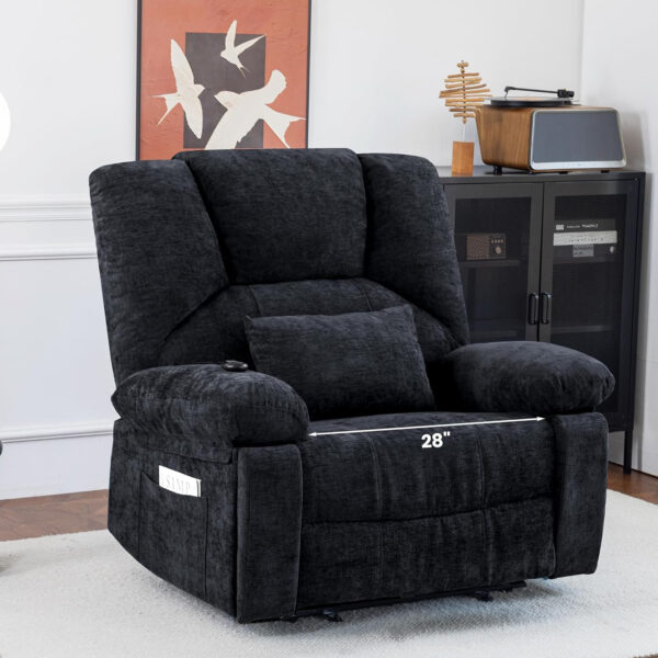 Oversized Recliner Chair Extra Wide Large Recliner for Adults 350lbs with Lumbar Support Pillow Nursery Chair Living Room (Manual, BROWN-6002)