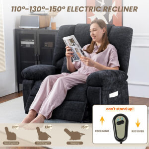 Oversized Recliner Chair Extra Wide Large Recliner for Adults 350lbs with Lumbar Support Pillow Nursery Chair Living Room (Manual, BROWN-6002)