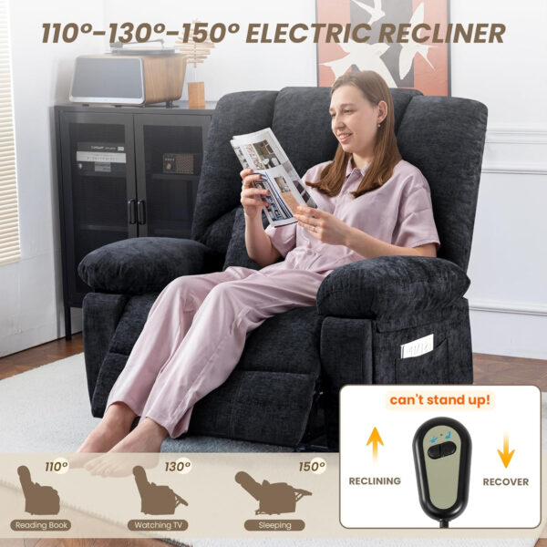 Oversized Recliner Chair Extra Wide Large Recliner for Adults 350lbs with Lumbar Support Pillow Nursery Chair Living Room (Manual, BROWN-6002)