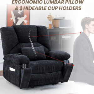 Oversized Recliner Chair Extra Wide Large Recliner for Adults 350lbs with Lumbar Support Pillow Nursery Chair Living Room (Manual, BROWN-6002)