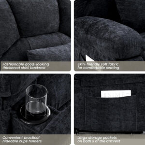 Oversized Recliner Chair Extra Wide Large Recliner for Adults 350lbs with Lumbar Support Pillow Nursery Chair Living Room (Manual, BROWN-6002)