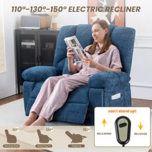 Oversized Recliner Chair Extra Wide Large Recliner for Adults 350lbs with Lumbar Support Pillow Nursery Chair Living Room (Manual, BROWN-6002)