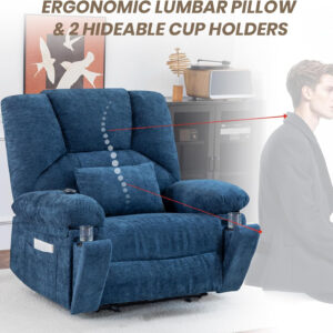 Oversized Recliner Chair Extra Wide Large Recliner for Adults 350lbs with Lumbar Support Pillow Nursery Chair Living Room (Manual, BROWN-6002)