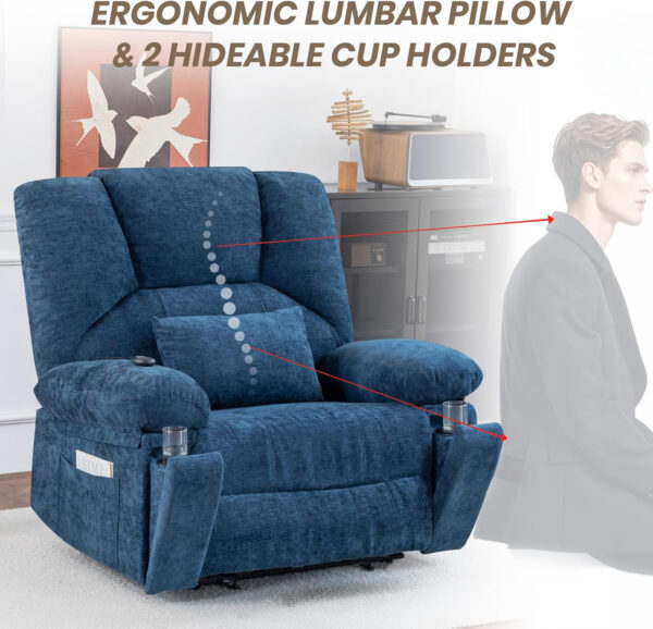 Oversized Recliner Chair Extra Wide Large Recliner for Adults 350lbs with Lumbar Support Pillow Nursery Chair Living Room (Manual, BROWN-6002)