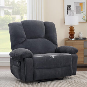 Oversized Recliner Chair Extra Wide Large Recliner for Adults 350lbs with Lumbar Support Pillow Nursery Chair Living Room (Manual, BROWN-6002)