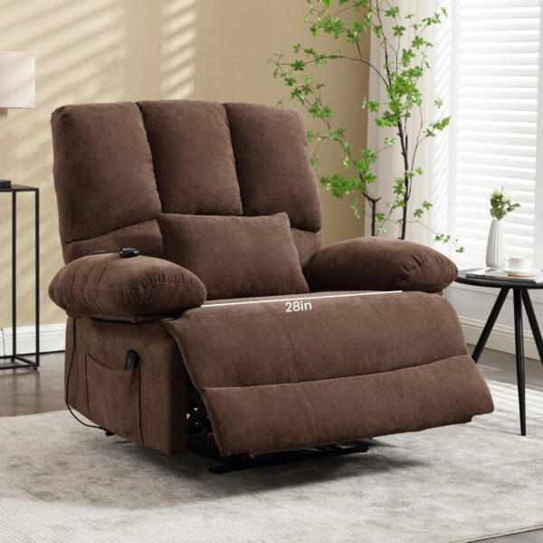 Oversized Recliner Chair Extra Wide Large Recliner for Adults 350lbs with Lumbar Support Pillow Nursery Chair Living Room (Manual, BROWN-6002)