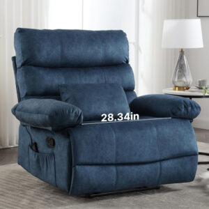 Oversized Recliner Chair Extra Wide Large Recliner for Adults 350lbs with Lumbar Support Pillow Nursery Chair Living Room (Manual, BROWN-6002)