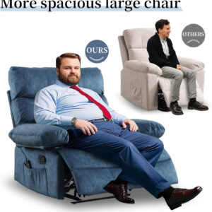 Oversized Recliner Chair Extra Wide Large Recliner for Adults 350lbs with Lumbar Support Pillow Nursery Chair Living Room (Manual, BROWN-6002)