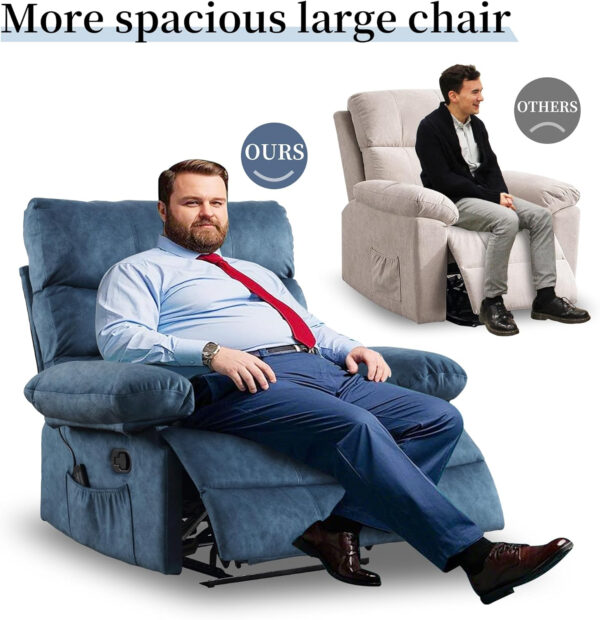 Oversized Recliner Chair Extra Wide Large Recliner for Adults 350lbs with Lumbar Support Pillow Nursery Chair Living Room (Manual, BROWN-6002)