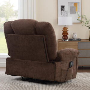 Oversized Recliner Chair Extra Wide Large Recliner for Adults 350lbs with Lumbar Support Pillow Nursery Chair Living Room (Manual, BROWN-6002)