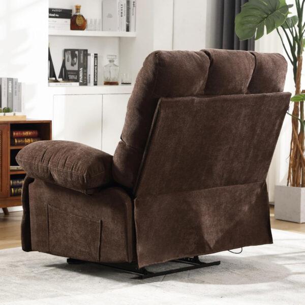 Oversized Recliner Chair Extra Wide Large Recliner for Adults 350lbs with Lumbar Support Pillow Nursery Chair Living Room (Manual, BROWN-6002)