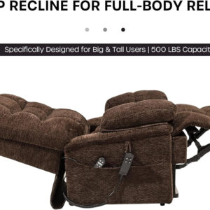 68868fb646e409f22da1dd85b8b1a2ab26fc2208a6437913fcaec.jpg DYNOX 400lbs Lift Chairs for Big & Tall Seniors Power Lay Flat Recliner Extra Large Wide Oversized Lift Sofa with Heat Massage Electric Lift Recliner Chair Bed(9205,Faux Leather, Dark Brown)