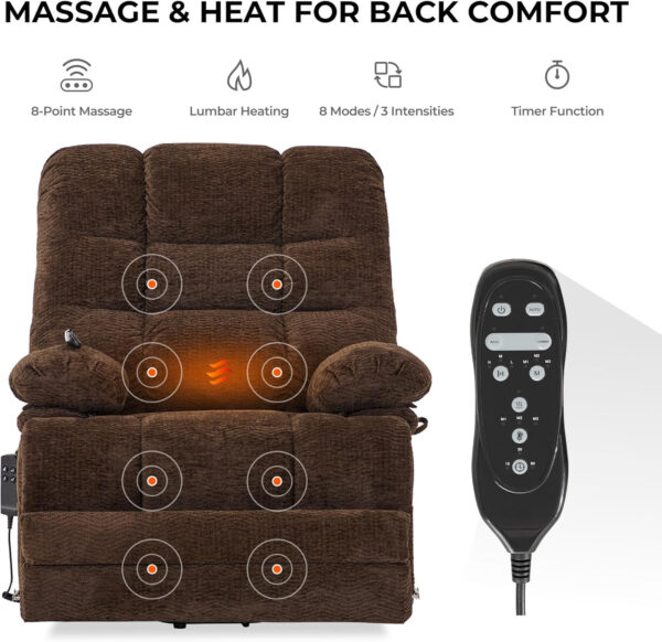 68868fefb52bbb5e1ed436115578bc454eb588c61a44b48621819.jpg DYNOX 400lbs Lift Chairs for Big & Tall Seniors Power Lay Flat Recliner Extra Large Wide Oversized Lift Sofa with Heat Massage Electric Lift Recliner Chair Bed(9205,Faux Leather, Dark Brown)