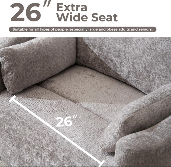 Oversized Swivel Rocker Recliner with Massage and Heat, 26" Extra Wide Swivel Nursery Recliner with Adjustable Headrest, Manual Rocker Recliner Chair with Two Removable Pillows for Living Room, Beige