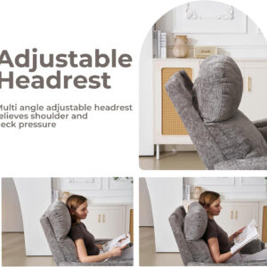 Oversized Swivel Rocker Recliner with Massage and Heat, 26" Extra Wide Swivel Nursery Recliner with Adjustable Headrest, Manual Rocker Recliner Chair with Two Removable Pillows for Living Room, Beige