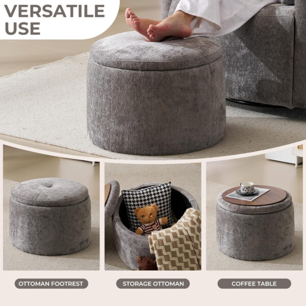 Oversized Swivel Rocker Recliner with Massage and Heat, 26" Extra Wide Swivel Nursery Recliner with Adjustable Headrest, Manual Rocker Recliner Chair with Two Removable Pillows for Living Room, Beige