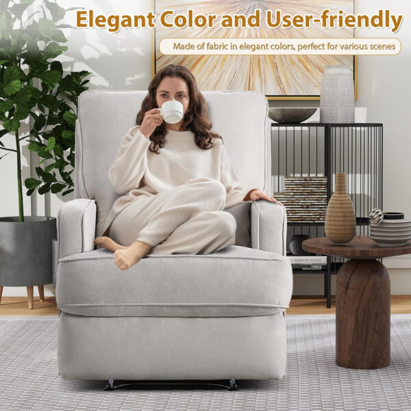 Classic Manual Recliner Chair for Adults, Soft Fabric Overstuffed Reclining Sofa Chair with Padded Backrest, Heavy Duty Recliners for Living Room, Grey