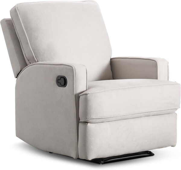 Classic Manual Recliner Chair for Adults, Soft Fabric Overstuffed Reclining Sofa Chair with Padded Backrest, Heavy Duty Recliners for Living Room, Grey