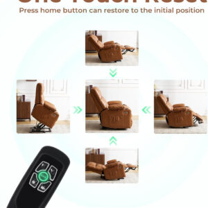 Dual Motor Power Lift Recliner Chair for Elderly with Massage and Heat, Oversized Lift Chair with Arm Storage, Lay Flat Lift Recliner for Adults, Big Tall, Infinite Position, Brown