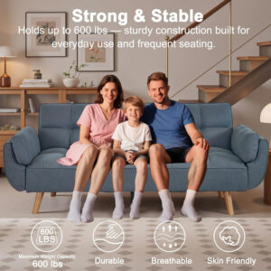 6886e3b39a3c71cbf751cabd32840d814dc811bc6ad74ec395f80.jpg 75" Linen Futon Sofa Bed, Convertible Futon Couch Bed, Comfy Love Seat Sleeper Bed with Adjustable Backrest, Small Couches for Small Spaces, Living Room, Bedroom and Office (Dark Gray)