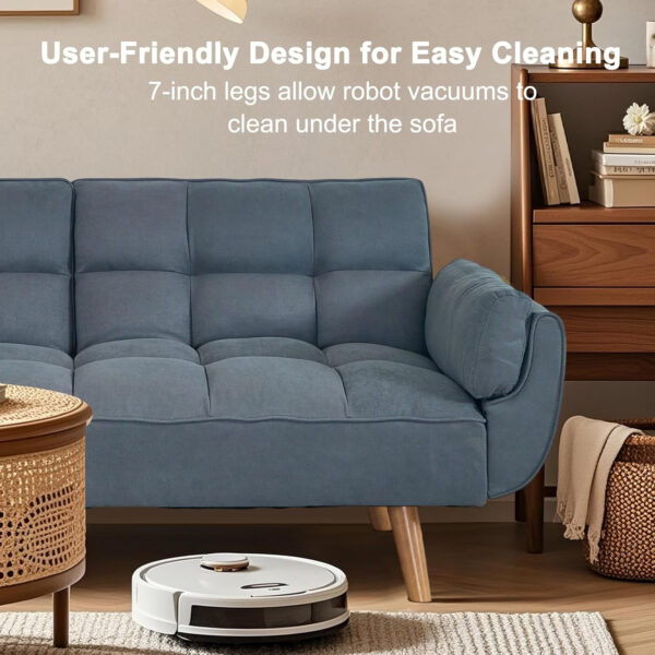 6886e3b49e615527724fd7cfa724a396c8157a5989823478d7382.jpg 75" Linen Futon Sofa Bed, Convertible Futon Couch Bed, Comfy Love Seat Sleeper Bed with Adjustable Backrest, Small Couches for Small Spaces, Living Room, Bedroom and Office (Dark Gray)