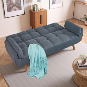 6886e3b59fad209d5ba950648a26adf4b359c5b656c252f6a7f8f.jpg 75" Linen Futon Sofa Bed, Convertible Futon Couch Bed, Comfy Love Seat Sleeper Bed with Adjustable Backrest, Small Couches for Small Spaces, Living Room, Bedroom and Office (Dark Gray)