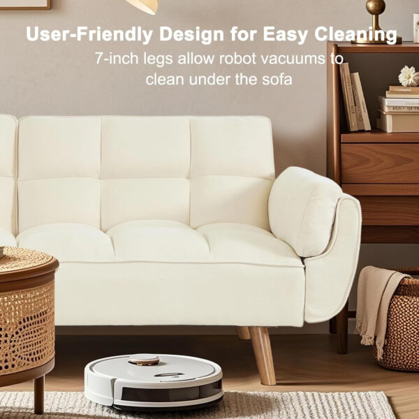 6886e3be1ba28568eeef7131aaea819f1f31de5b86644a16afcb3.jpg 75" Linen Futon Sofa Bed, Convertible Futon Couch Bed, Comfy Love Seat Sleeper Bed with Adjustable Backrest, Small Couches for Small Spaces, Living Room, Bedroom and Office (Dark Gray)