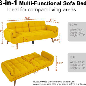 6886e3c278cfc16743f26106b5e992c29f8991bc55b5a0638d25f.jpg 75" Linen Futon Sofa Bed, Convertible Futon Couch Bed, Comfy Love Seat Sleeper Bed with Adjustable Backrest, Small Couches for Small Spaces, Living Room, Bedroom and Office (Dark Gray)