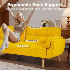 6886e3c489c62107d52965e2042f7017c755832ede950c89672c9.jpg 75" Linen Futon Sofa Bed, Convertible Futon Couch Bed, Comfy Love Seat Sleeper Bed with Adjustable Backrest, Small Couches for Small Spaces, Living Room, Bedroom and Office (Dark Gray)